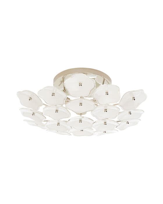 Leighton Flush Mount Polished Nickel/Cream Tinted Glass M