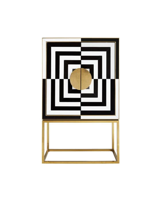OP Art Bar Cabinet Black/White
