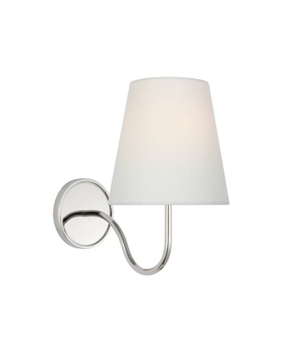 Lyndsie Small Sconce Polished Nickel/Linen – Visual Comfort