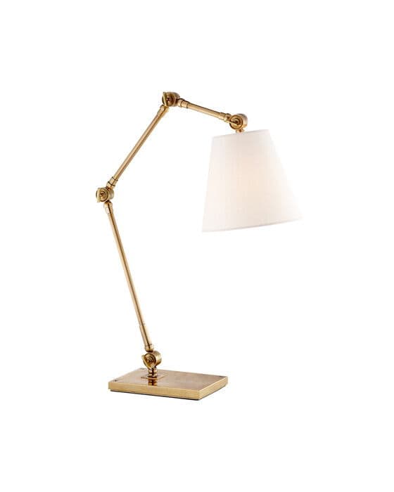 Graves Task Lamp Antique Brass/Linen Shade