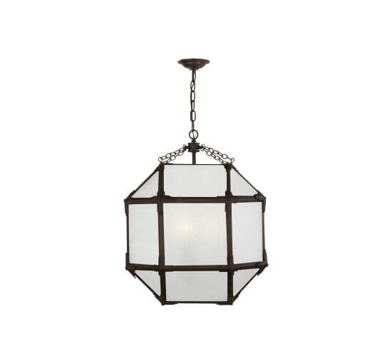 Morris Lantern Antique Zinc/Frosted Glass Medium