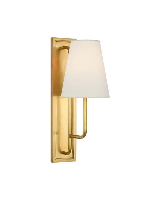 Rui Sconce Antique Brass/Linen Shade – Visual Comfort