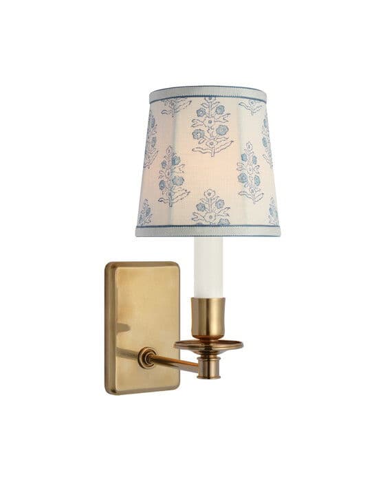 Tara 12" Sconce Antique Brass/Blue Aditi Soft Empire Shade – Visual Comfort