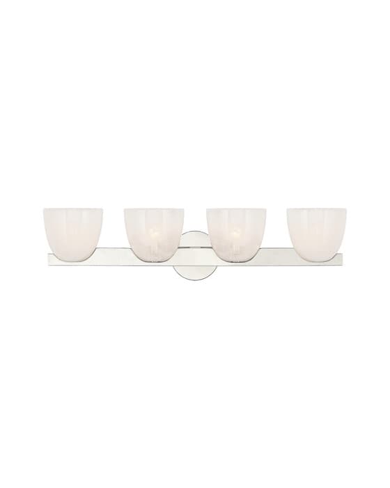 Carola 4-Light Bath Sconce Polished Nickel/White Glass