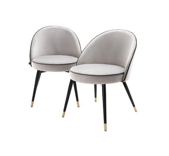 Cooper Dining Chair Roche Light Grey Velvet Set of 2