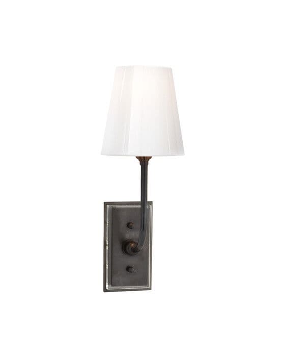Hulton Sconce Bronze with Crystal Backplate and White Glass Shade – Visual Comfort
