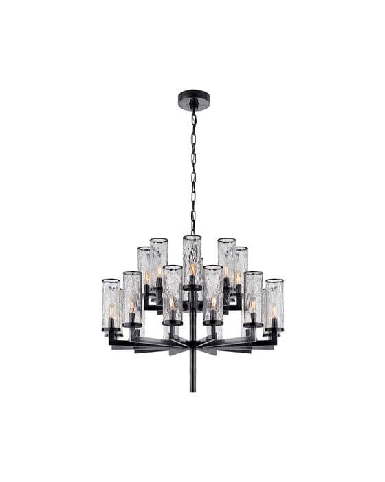 Liaison Double Tier Chandelier Bronze/Crackle Glass – Visual Comfort