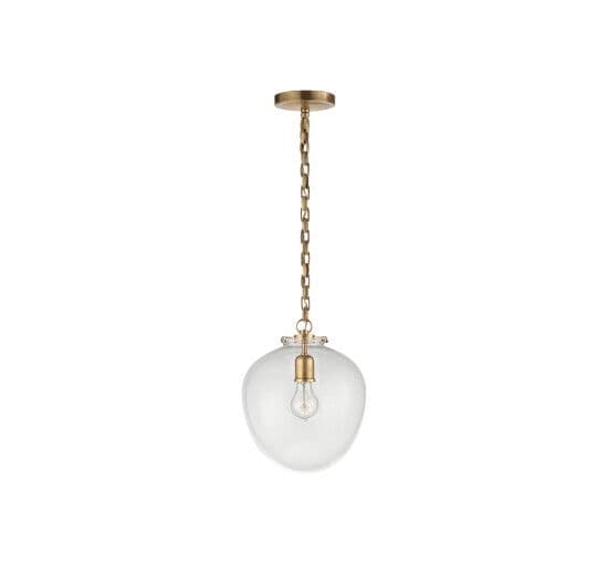 Katie Acorn Pendant Antique Brass/Clear – Visual Comfort