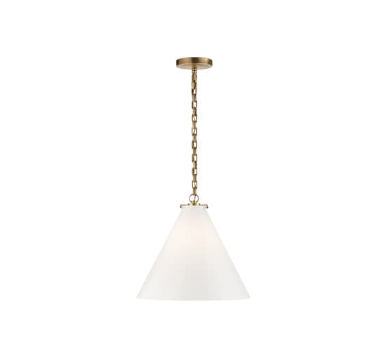 Katie Conical Pendant Antique Brass/White – Visual Comfort