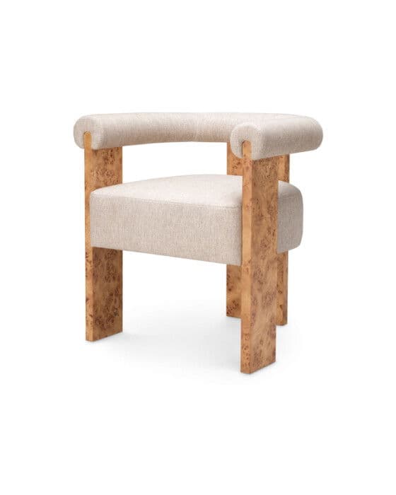 Percy käsinojallinen ruokatuoli vaaleanruskea mappa-burl-viilu – Eichholtz