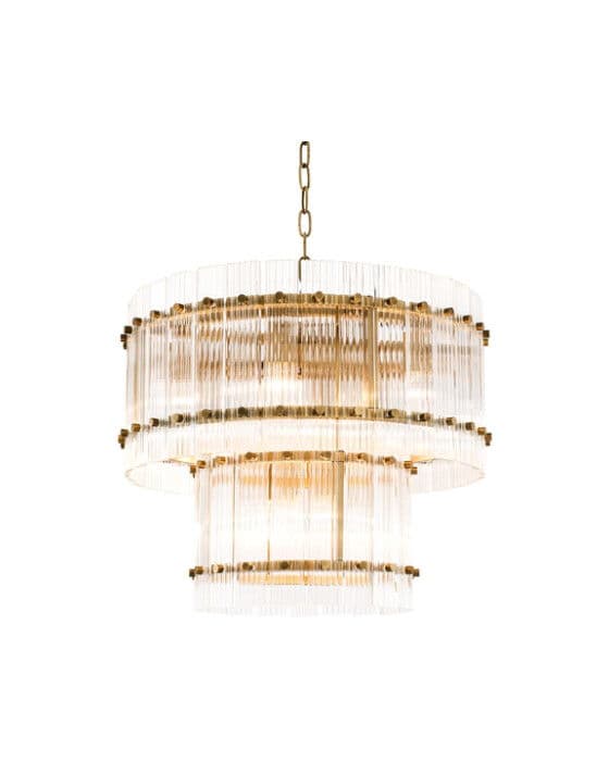 Ruby Chandelier Antique Brass