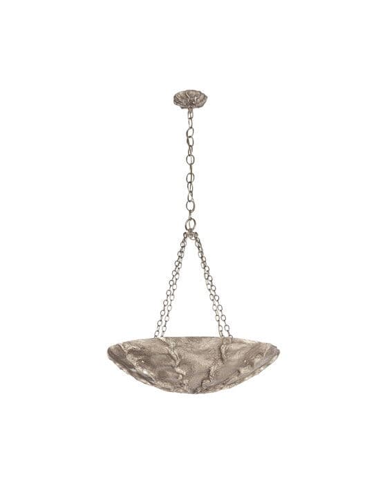 Benit Medium Sculpted Pendant Burnished Silver Leaf
