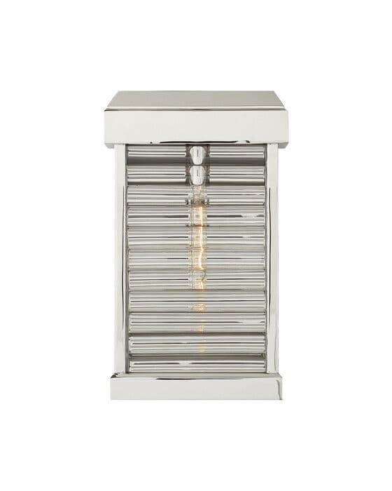 Dunmore Small Curved Glass Louver Sconce Polished Nickel