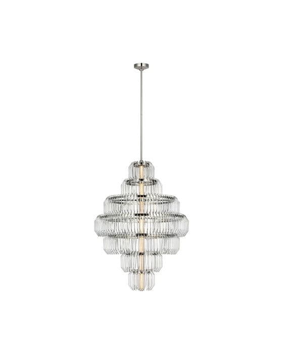 Killarney 32" Layered Chandelier Nickel/Clear Crystal