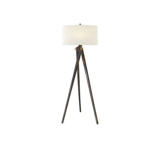 Tripod Floor Lamp Tudor Brown/Linen – Visual Comfort