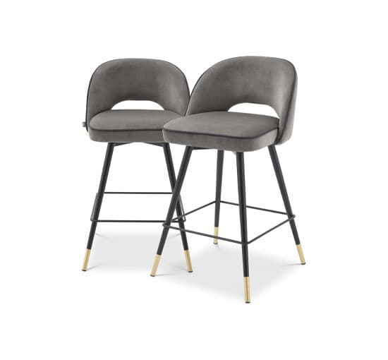 Cliff baarituoli savona grey velvet 2 kpl – Eichholtz