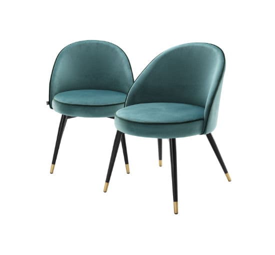 Cooper Dining Chair Roche Turquoise Velvet Set of 2