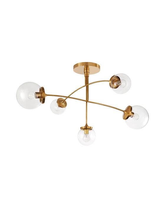Prescott Medium Mobile Chandelier Soft Brass/Clear Glass – Visual Comfort