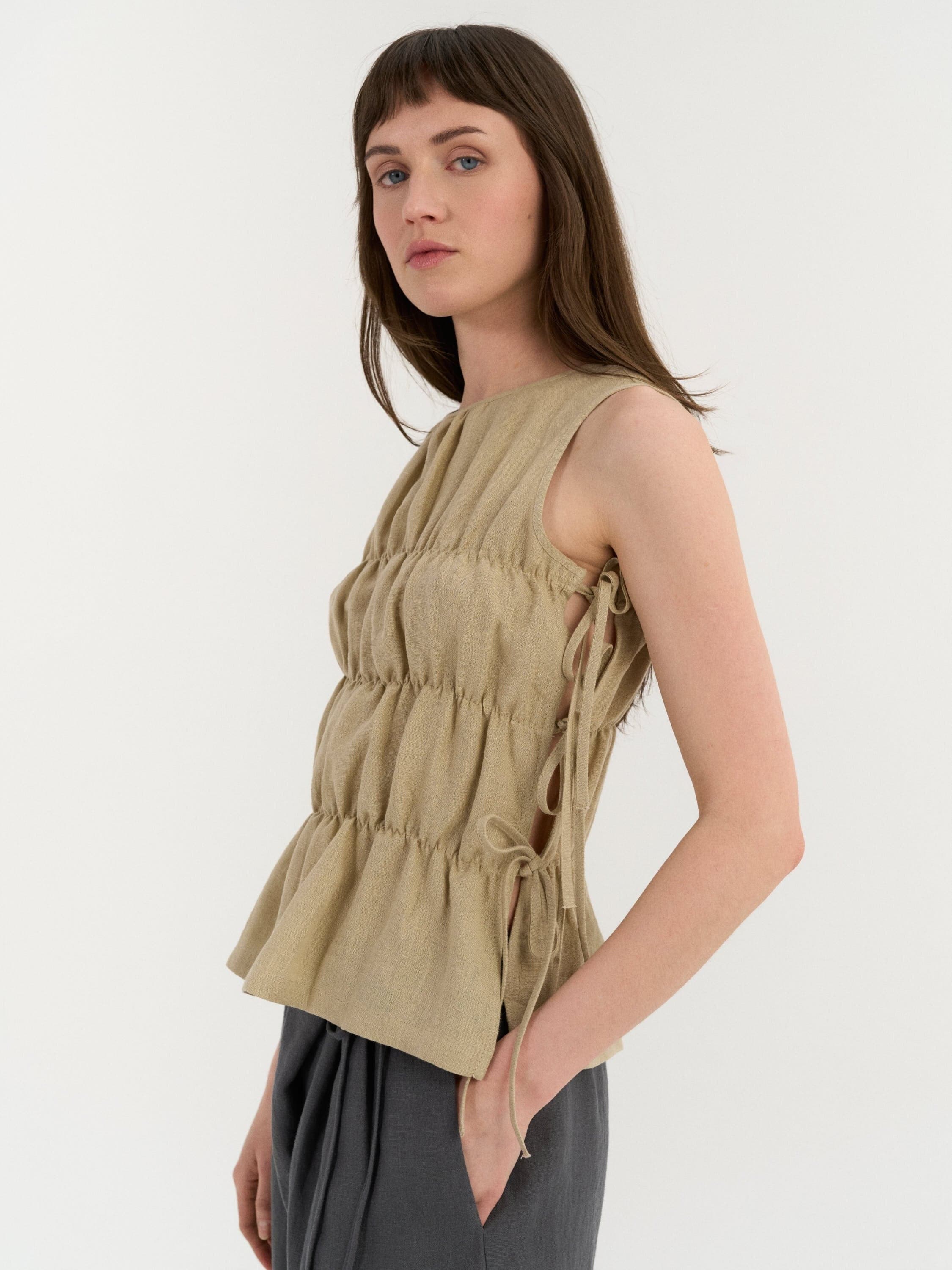 Eloise Gathered Top Beige