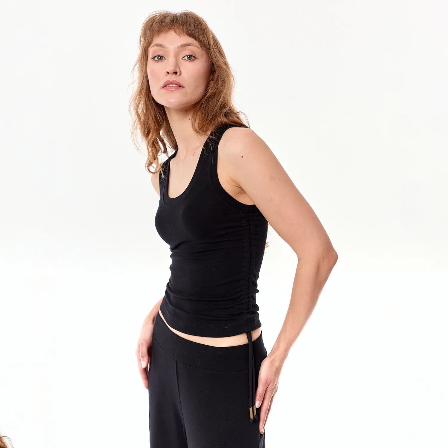 Ivy Adjustable Viscose Crop Top Black