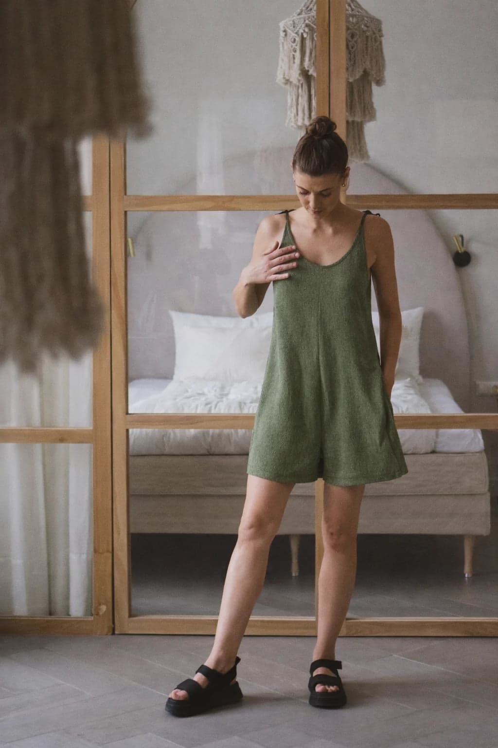 Ami Short Jumpsuit Green – NOLA