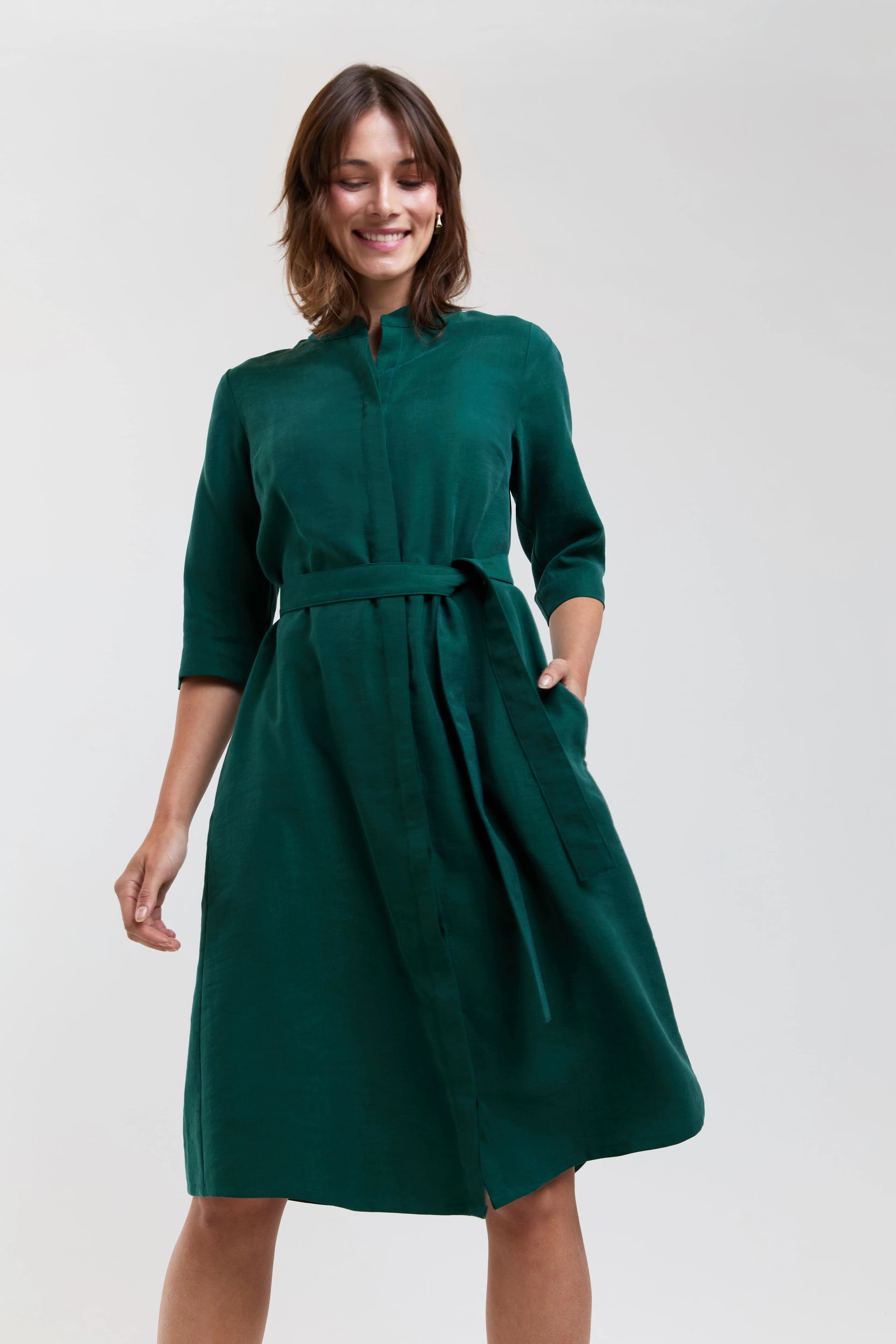 Anne Shirt Dress Forest Green – AYANI