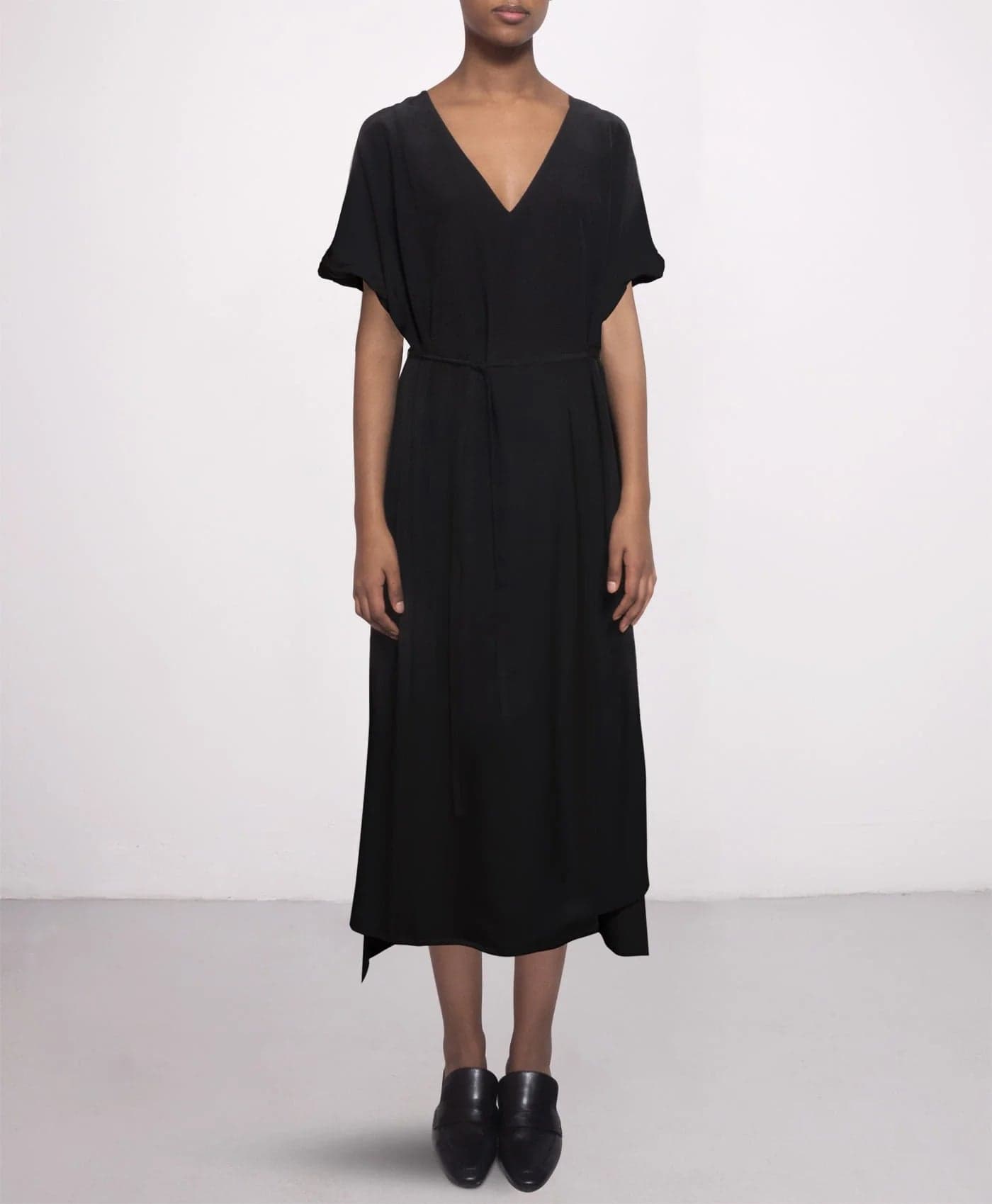 Day Silk Dress V-Neck Black