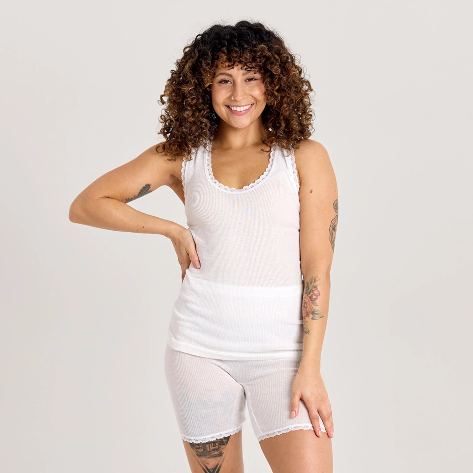 Llama Sleeveless Top White