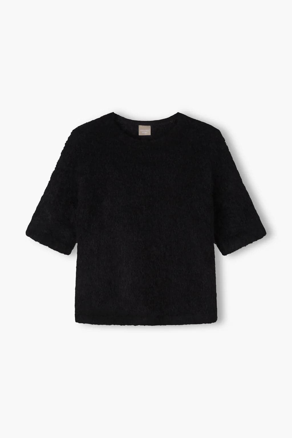 Short-Sleeve Alpaca Blend Sweater Black – Original Story