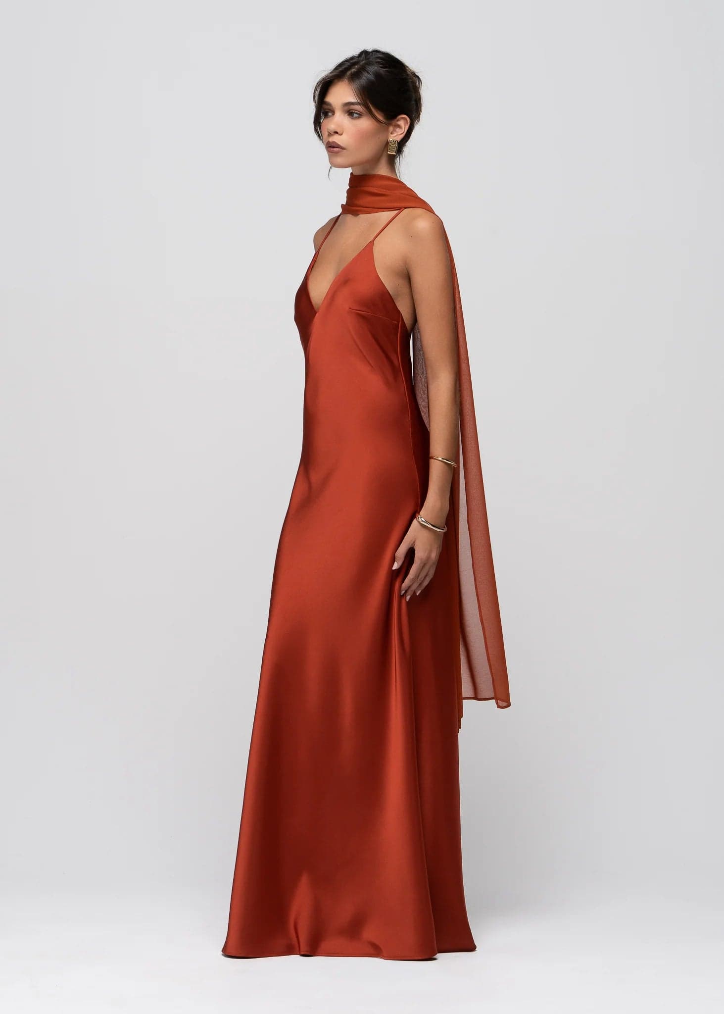 Lava Satin Gown Terracotta