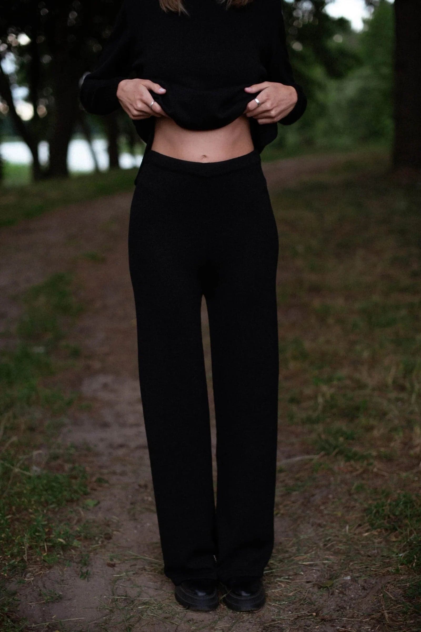 Merino Wool Wide-leg Knitted Pants