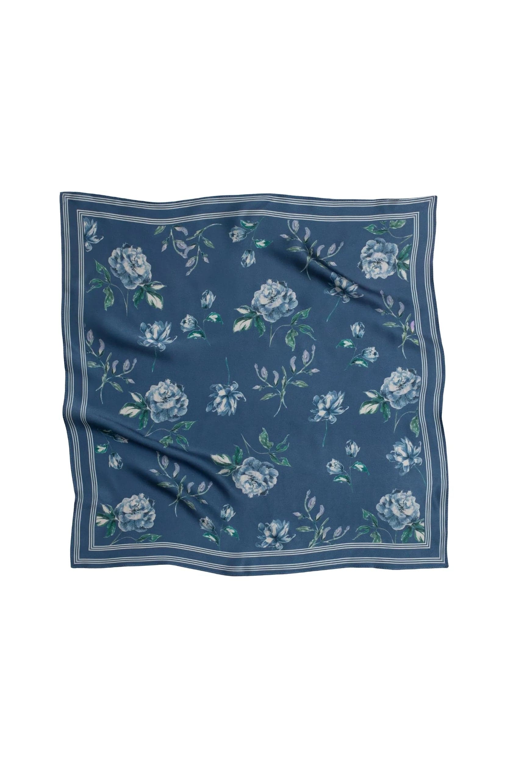Blue Collection Small Silk Scarf Floral Print – RainSisters