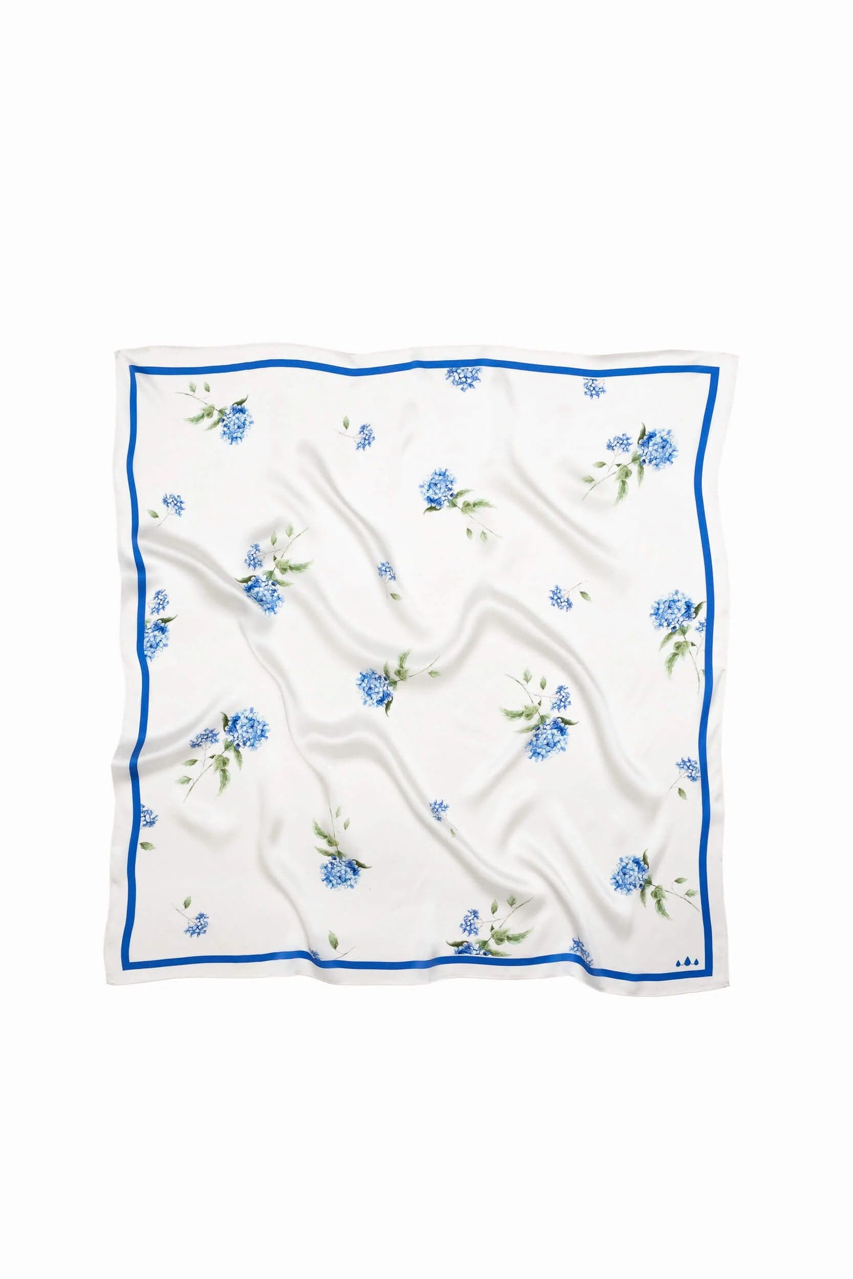 White Blue Large Silk Scarf Floral – RainSisters