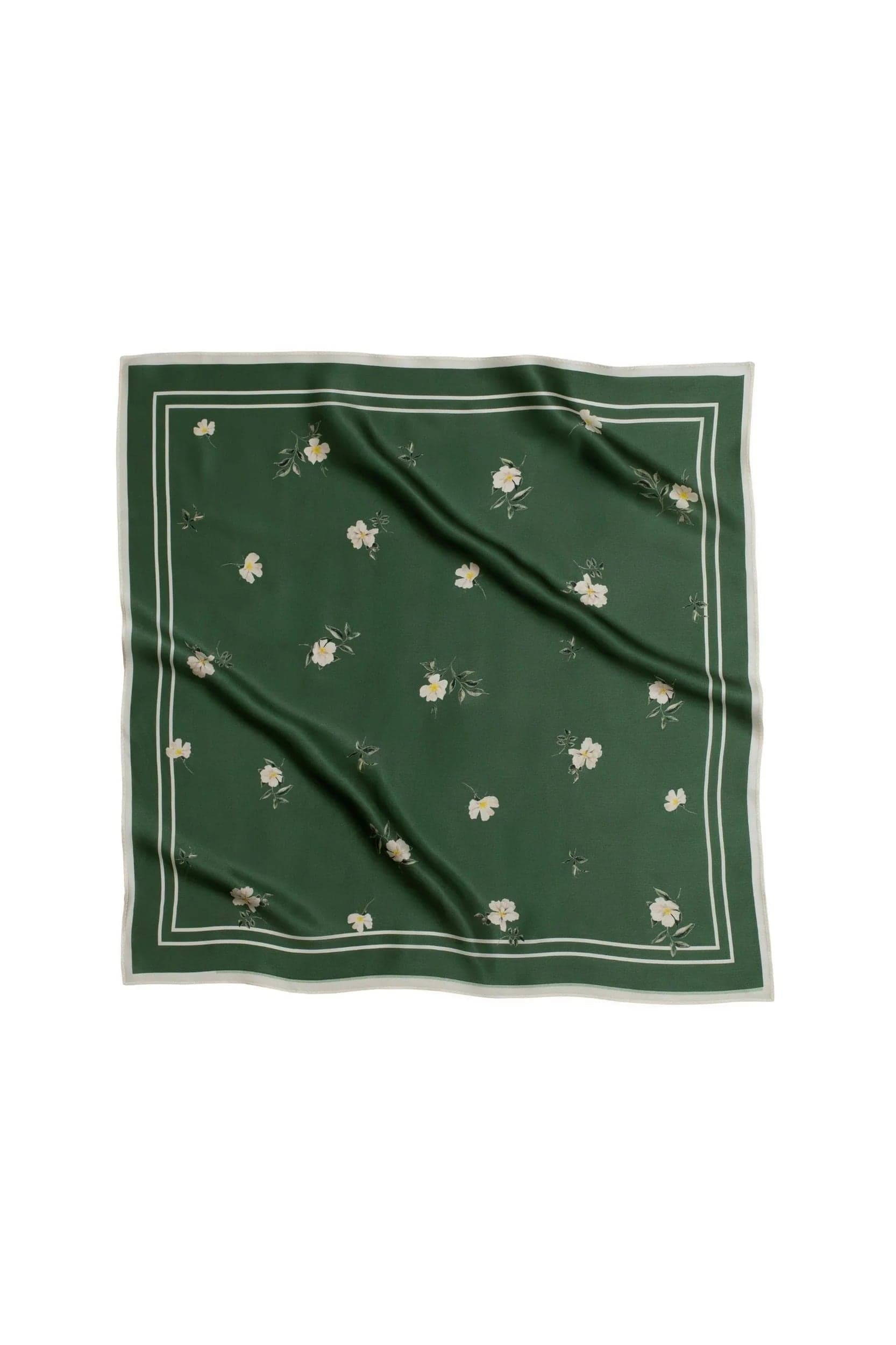 Green Collection Small Silk Scarf Floral Print