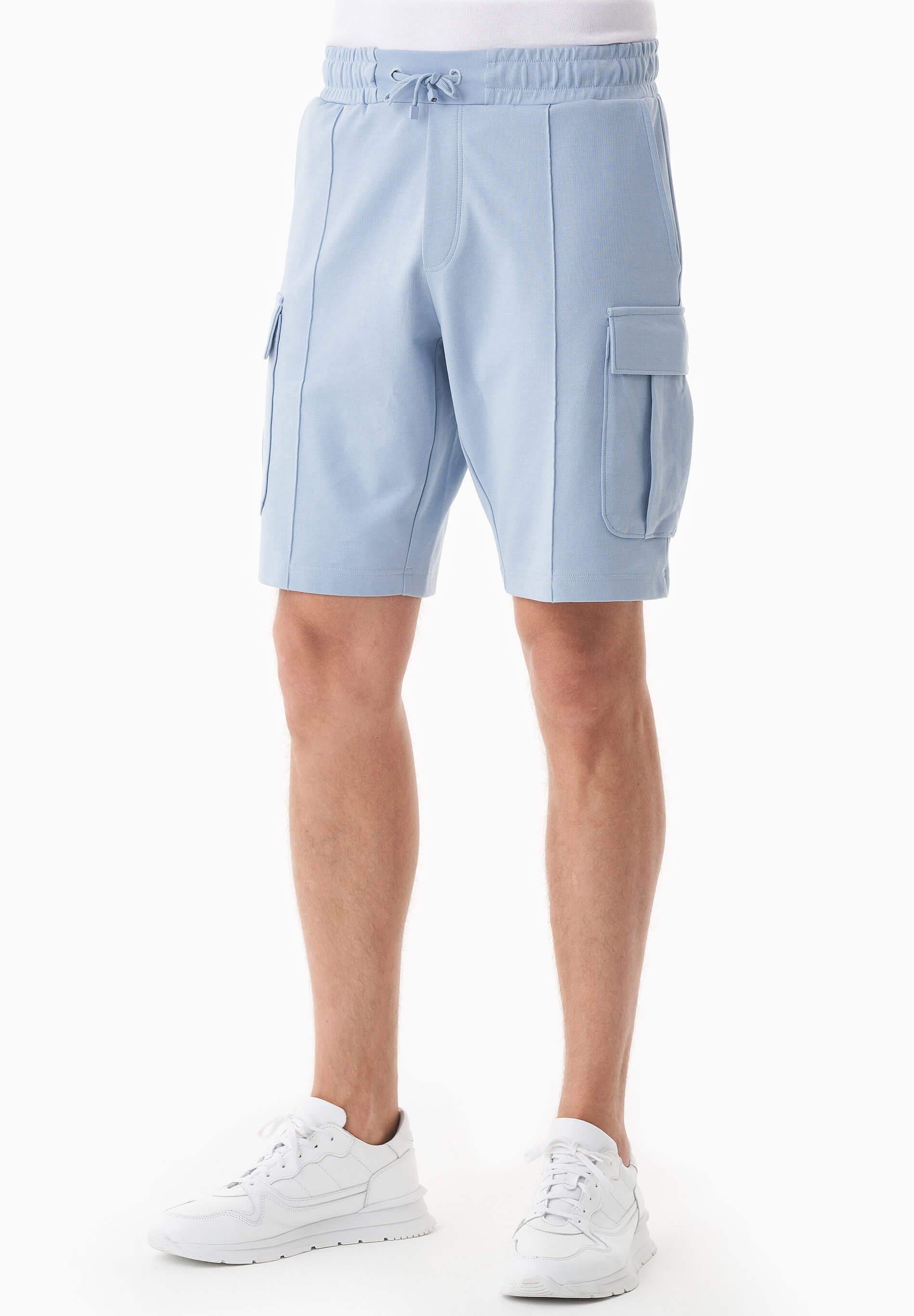 Miesten Piqué Cargo Collegeshortsit Ice Blue