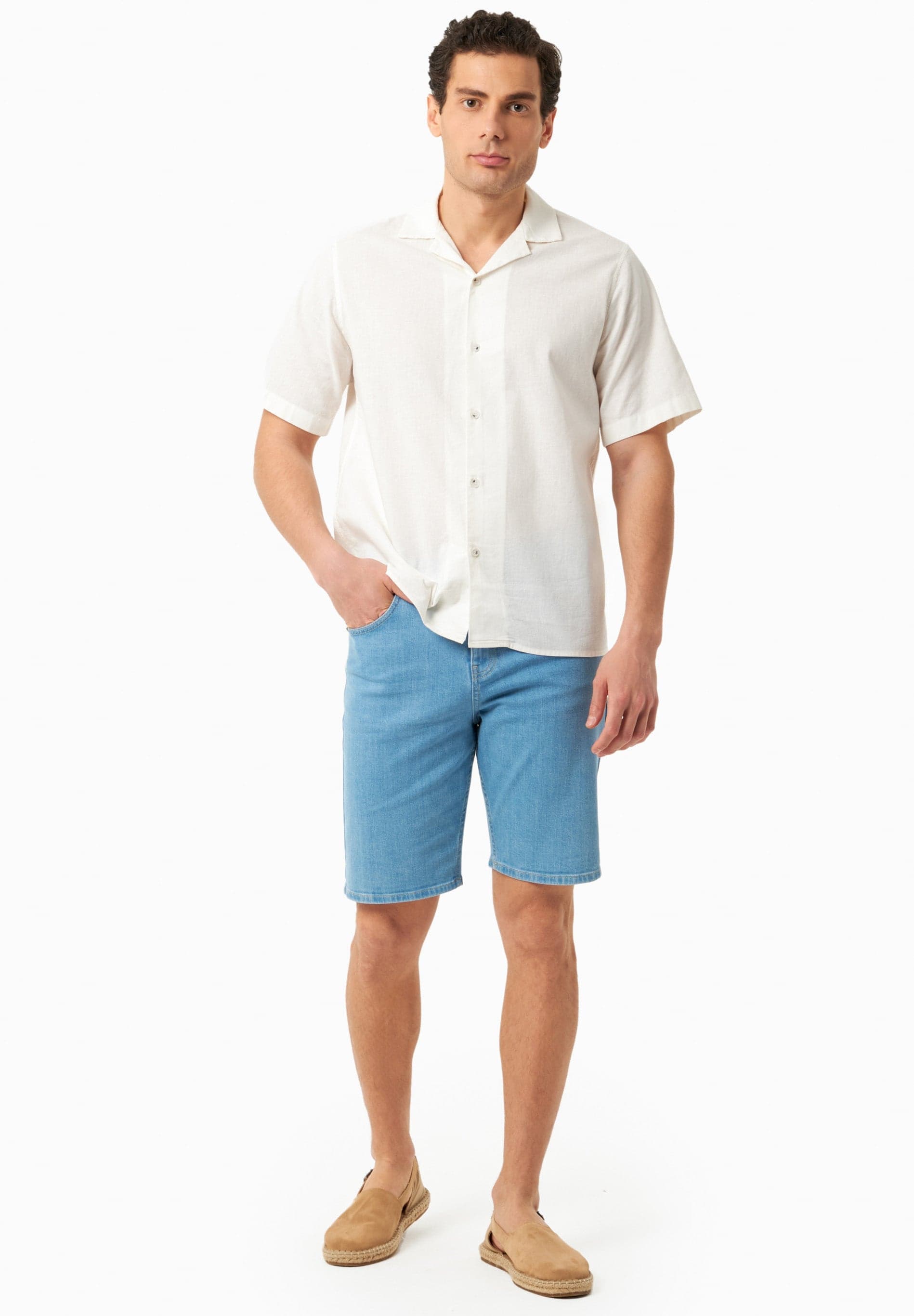 Miesten Denim Bermudashortsit Vaaleansininen