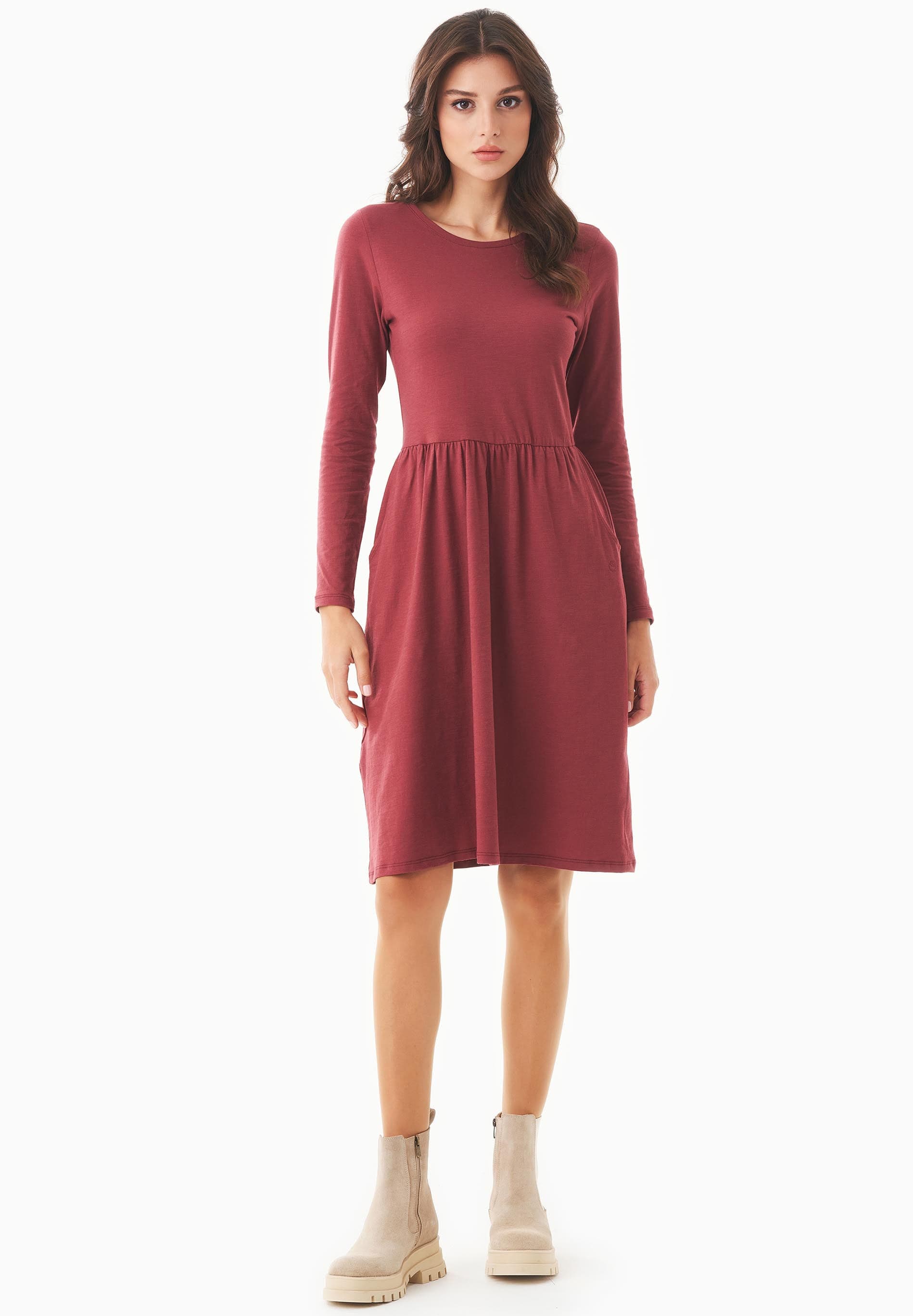 Long-Sleeved Jersey Dress Syrah Red