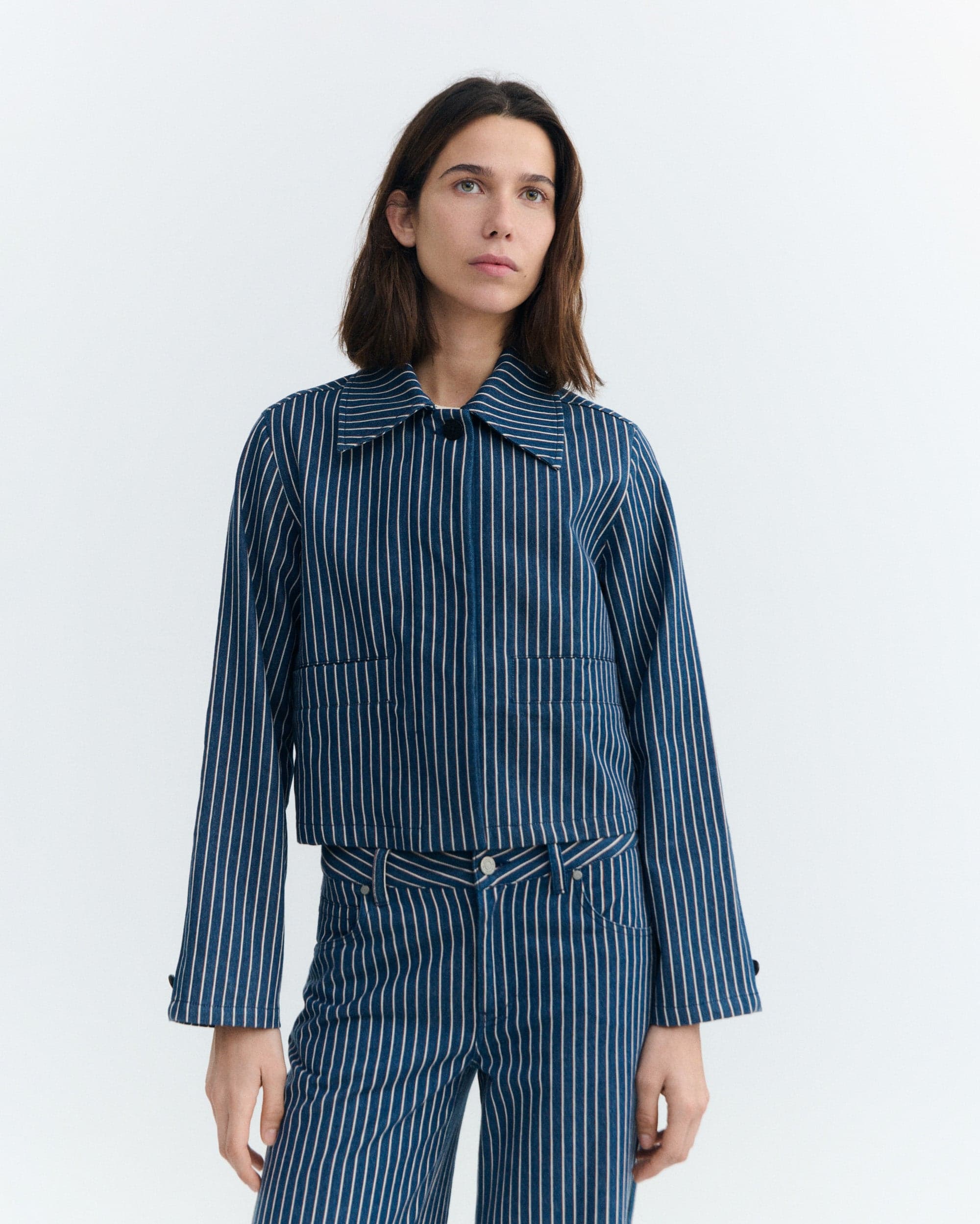 Astrid Jacket Railway Striped – Thinking MU