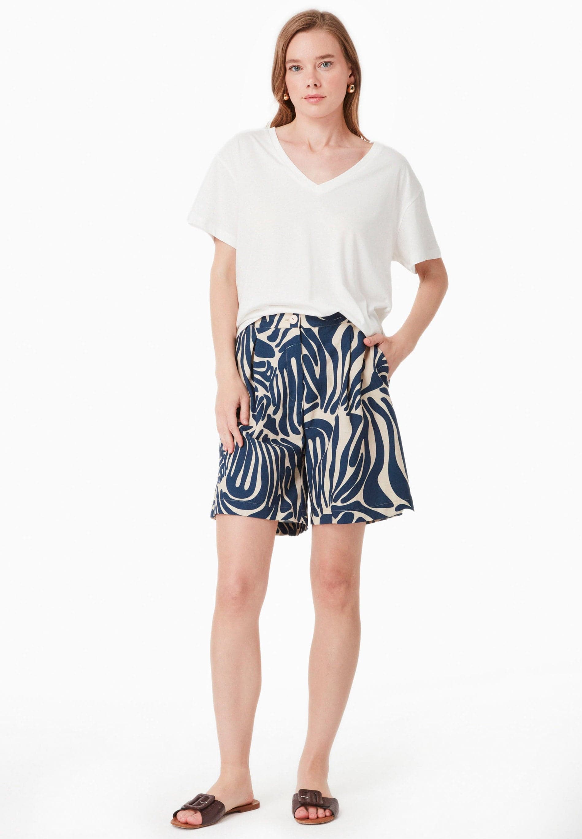 Kuvioidut Viskoosisekoiteshortsit Abstract Blue