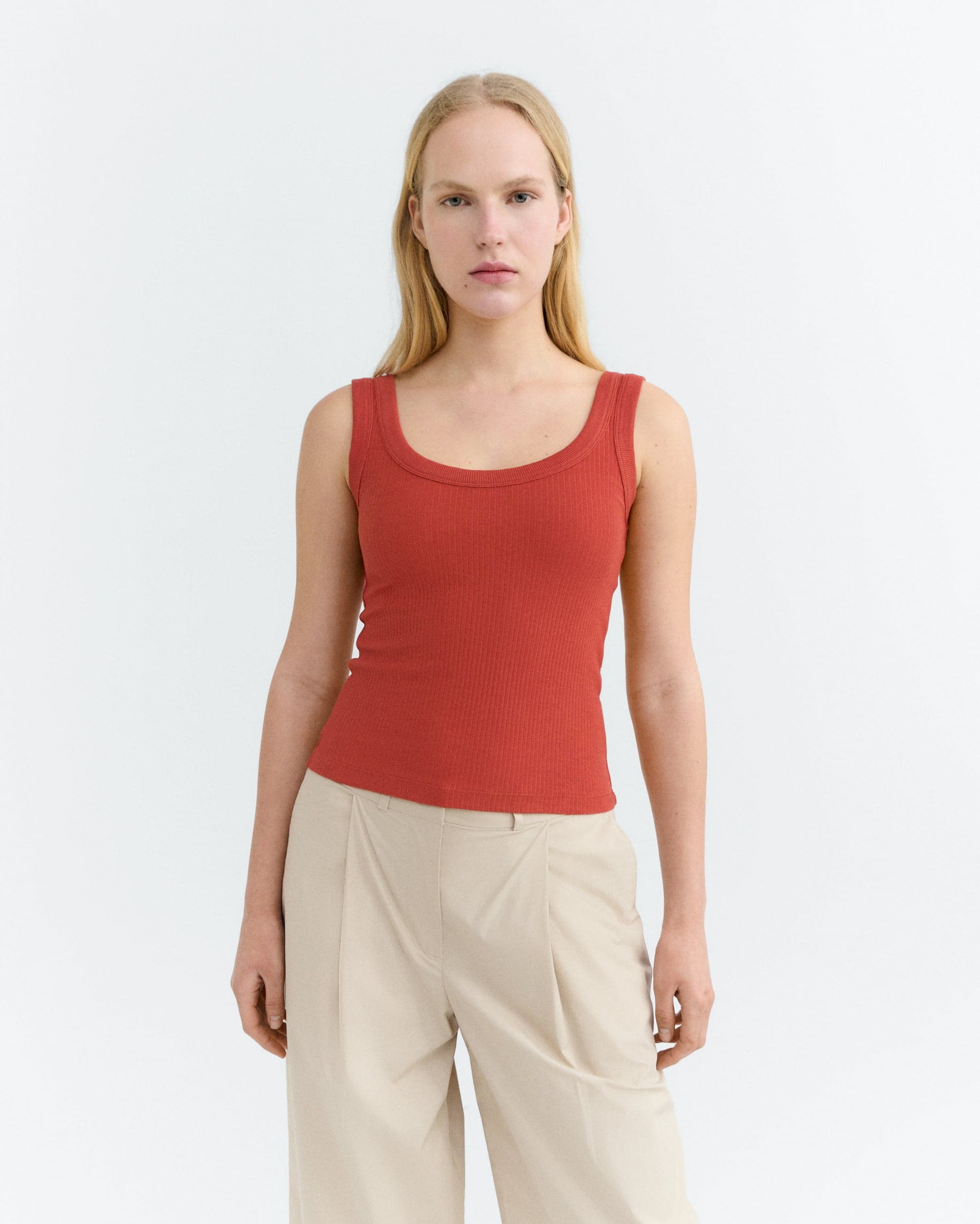 Julia Ribbed Top Red – Thinking MU