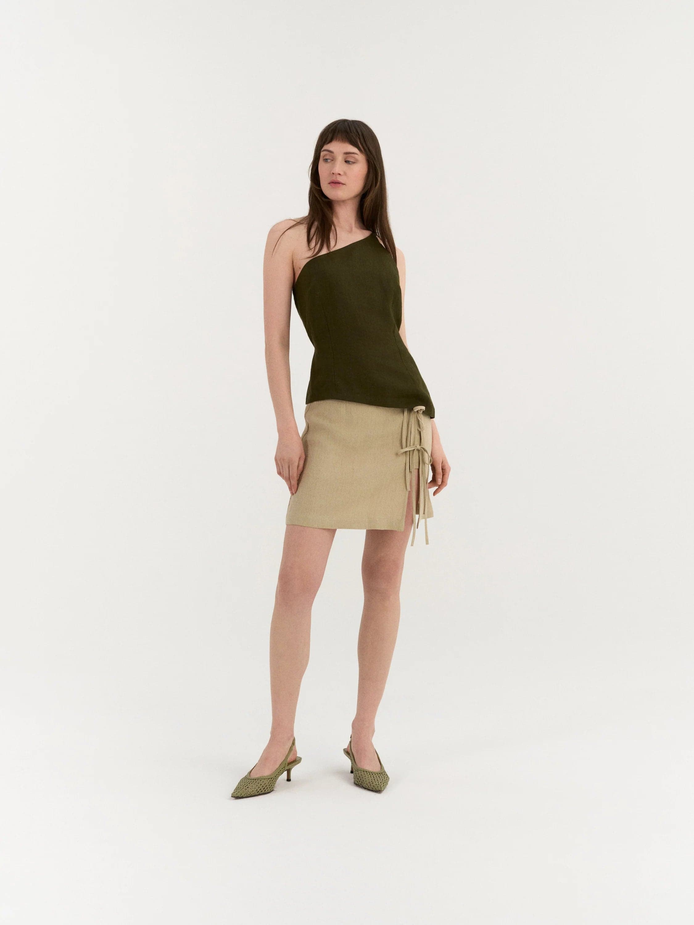 Nina Toppi Pellava Olive Green