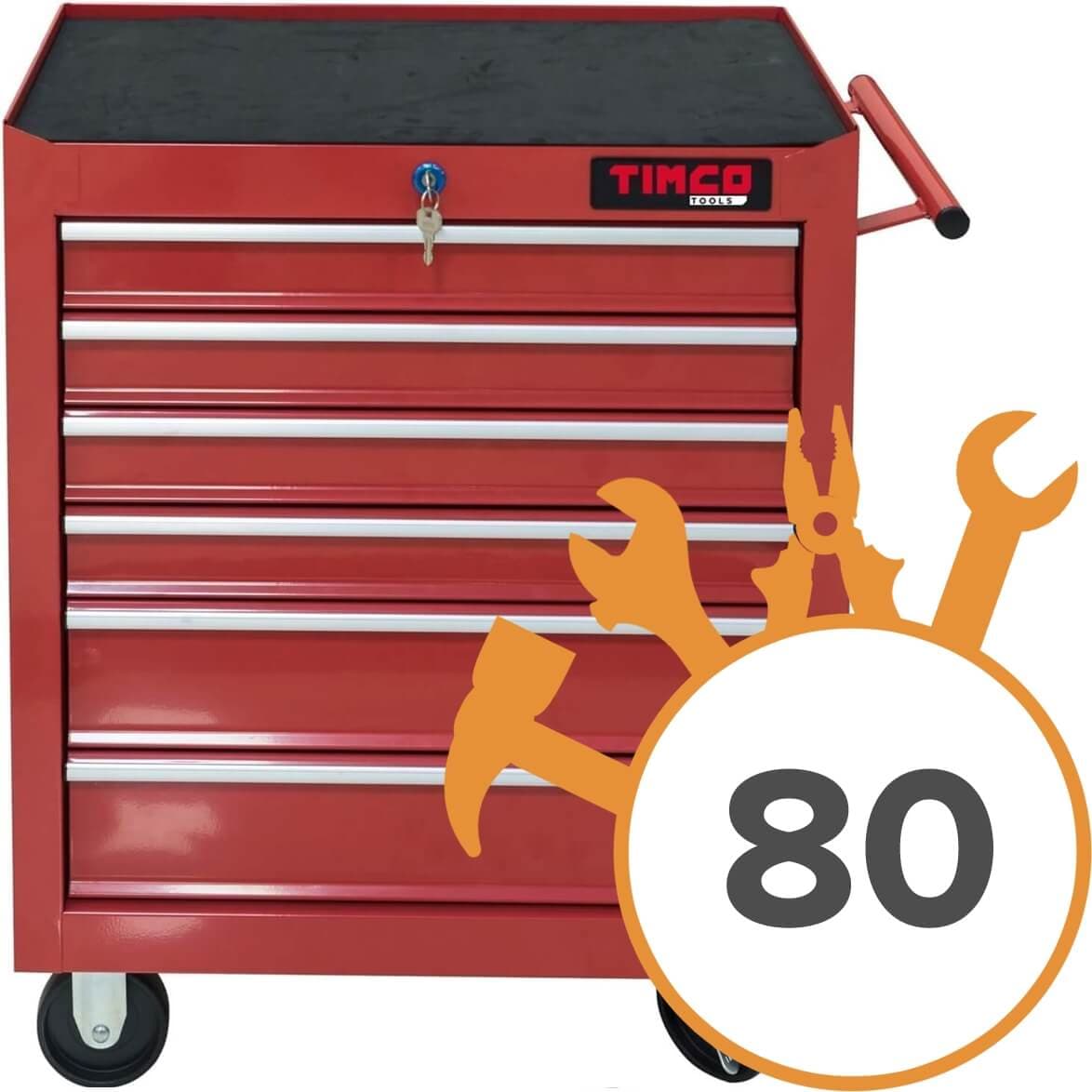 Työkaluvaunu + 80 työkalua, Timco