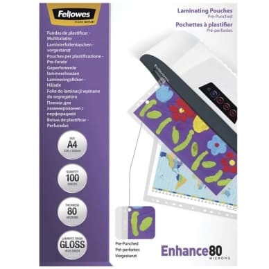 Fellowes Laminointitaskut rei’illä A4 80 mic. 100/pkt, kiiltävä 5452502 Vastaa: N/A – Fellowes