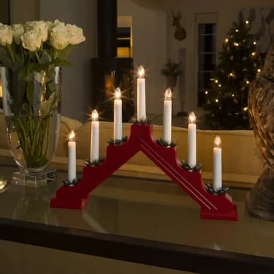 Konstsmide Konstsmide Sähkökynttelikkö Punainen muovi 7 kynttilää 28cm 2310-510 Vastaa: N/A – Konstsmide