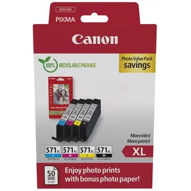 Canon Multipack CLI-571XL + (PP-201 50 sivua) 0332C006 Vastaa: N/A
