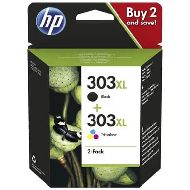 HP HP 303 XL 3-väri & musta Mustepatruuna 2-pack 3YN10AE Vastaa: N/A