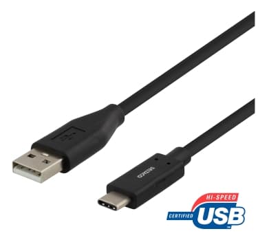 DELTACO USB 2.0 -kaapeli, Type A - Type C uros, 0,5m, musta USBC-1003 Vastaa: N/A
