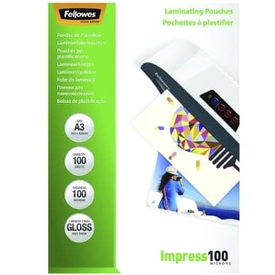Fellowes Laminointitaskut A3 100 mic. 100/pkt, kiiltävä 5351205 Vastaa: N/A – Fellowes
