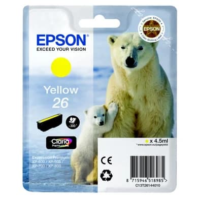 Epson Epson 26 Mustepatruuna Keltainen T2614 Vastaa: N/A – Epson