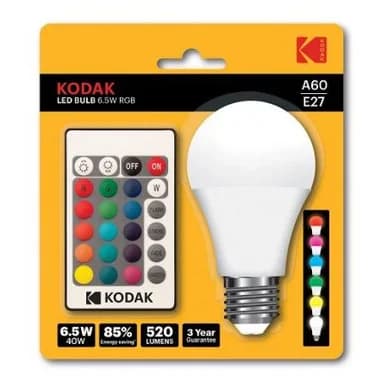 Kodak Kodak LED A60 E27 520 lm RGB 6,5 W 887930418392 Vastaa: N/A – Kodak